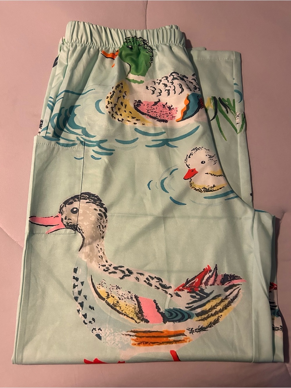 Women’s Duck Print Lounge Pants - Light Aqua Size XXL